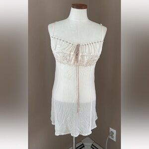 Victoria’s Secret Silk Chiffon  Nighty VTG Babydoll Slip Dress L NWT